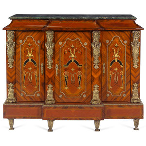 Appraisal: A Napoleon III Style Gilt Metal Mounted Painted Marble-Top Cabinet