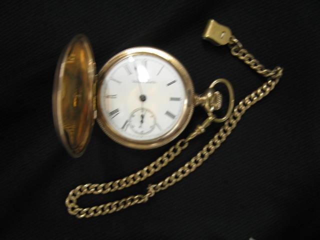 Appraisal: Waltham Pocketwatch gold-filled hunting case chain working