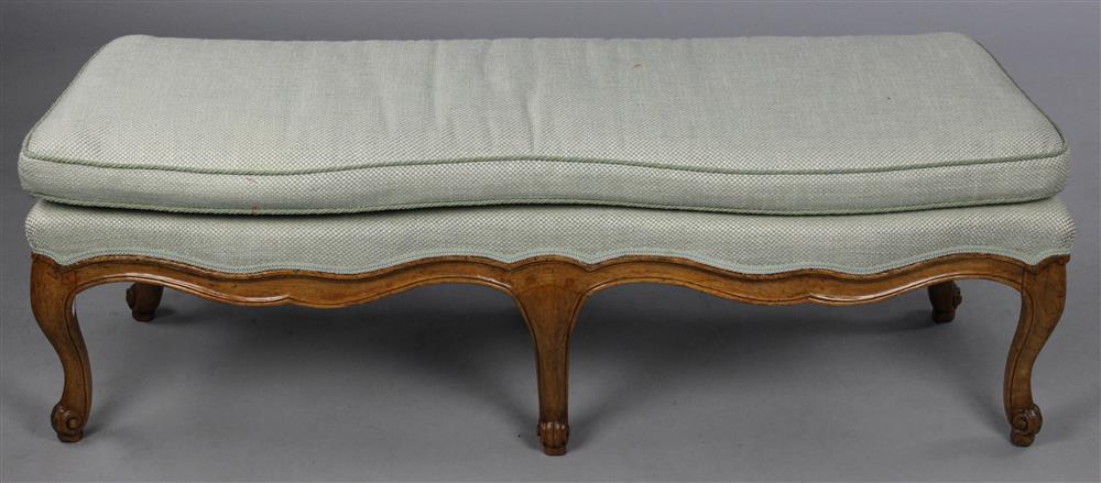 Appraisal: LOUIS XV STYLE UPHOLSTERED BENCH having a long and narrow