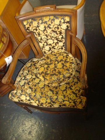 Appraisal: Pair of Louis XVI Style Upholstered Arm Chairs One chair