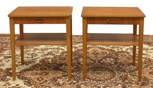 Appraisal: pair Danish mid-century modern teakwood bedside tables c s having