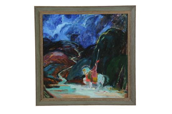 Appraisal: KNIGHT ON HORSEBACK BY KNUTE HELDNER SWEDEN - Oil on