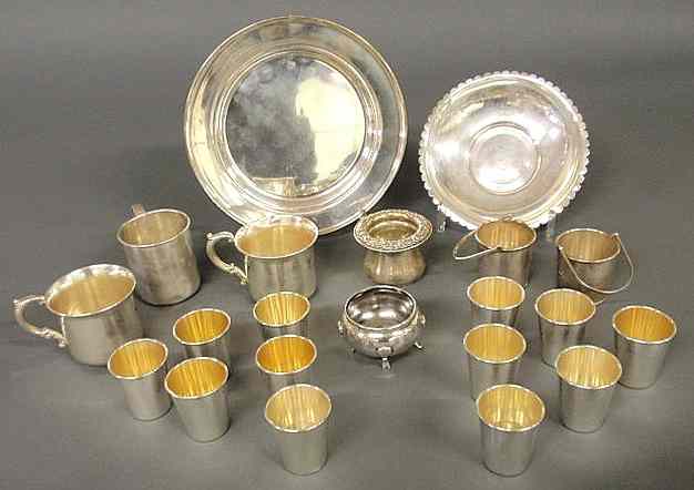 Appraisal: Group of sterling silver tableware- shot glasses baby cups one