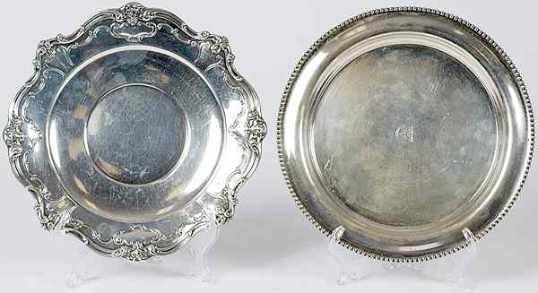 Appraisal: Sterling Silver Trays American two sterling silver round trays both