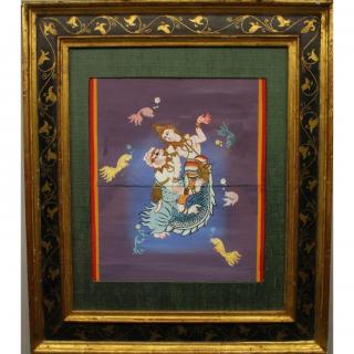 Appraisal: Antique Thai Painting on Silk Framed Antique Thai Painting on