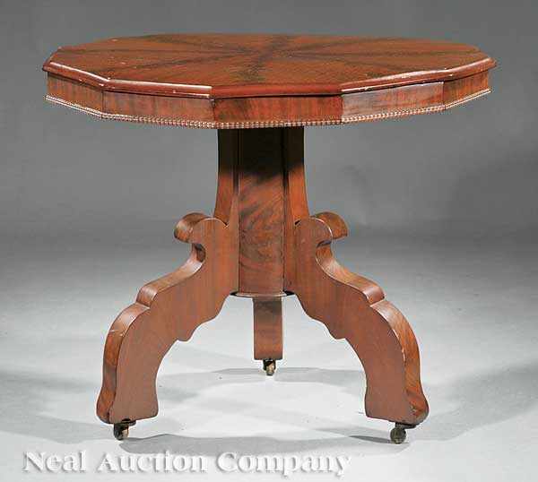 Appraisal: An American Gothic Mahogany Center Table c the segmented dodecahedronal