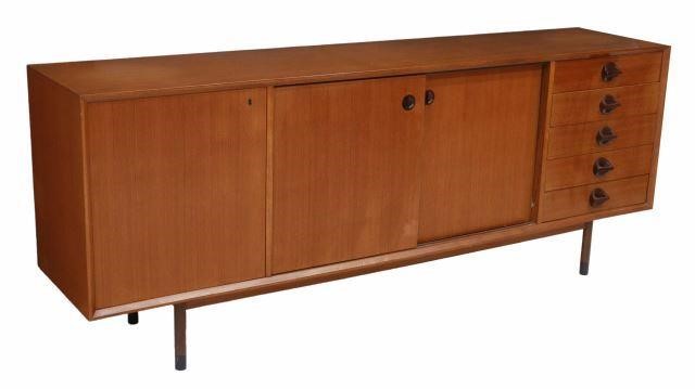 Appraisal: Italian mid-century modern teak sideboard c s rectangular case with