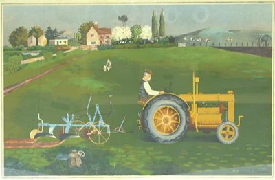 Appraisal: A school print by Kenneth Rowntree depicting a farmer in