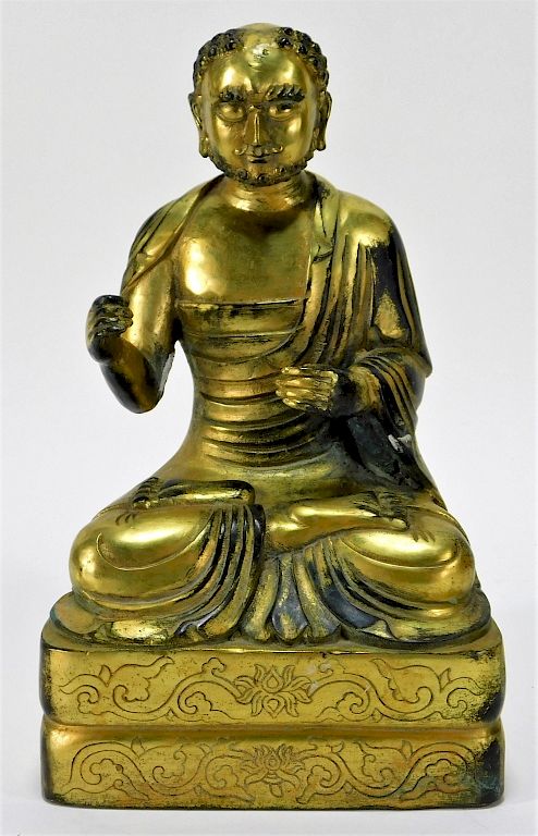 Appraisal: FINE Chinese Qing Dynasty Gilt Bronze Buddha China Qing dynasty