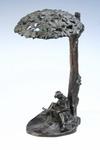 Appraisal: LAMP - Bronze figural desk lamp depicting a farmer repairing