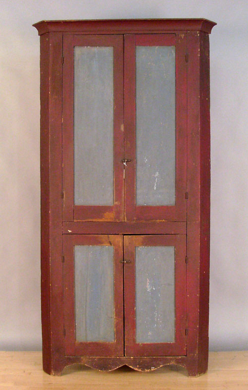 Appraisal: Pennsylvania painted -piece corner cupboard th c h w