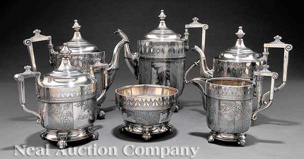 Appraisal: An American Aesthetic Silverplate Tea and Coffee Set c Reed