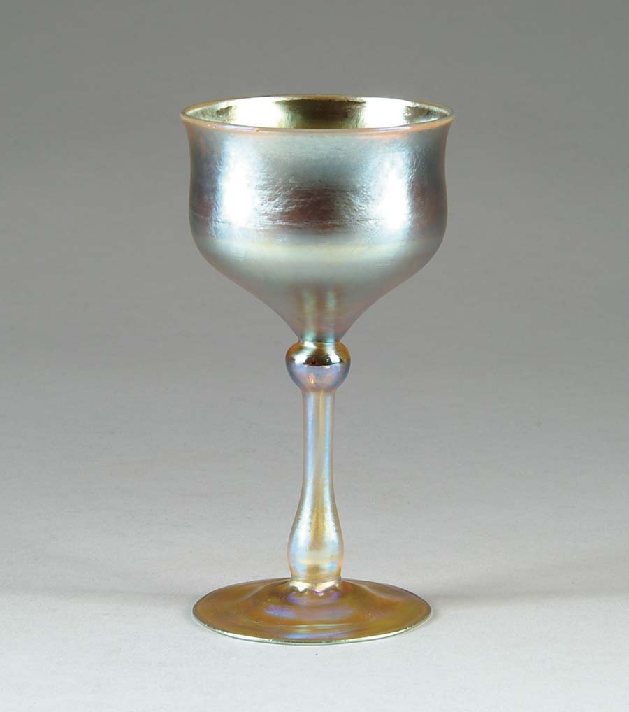 Appraisal: TIFFANY WINE GLASS Gold Favrile wine glass with beautiful iridescence