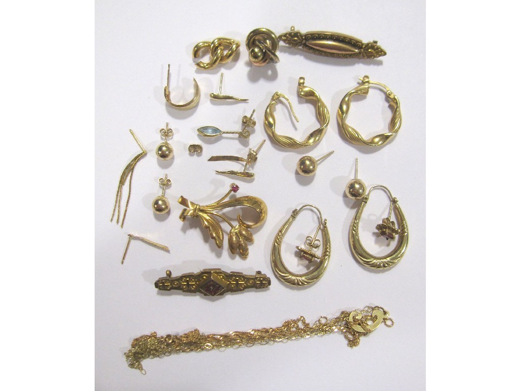 Appraisal: Lot of ct gold earrings neckchains etc Approximately gms