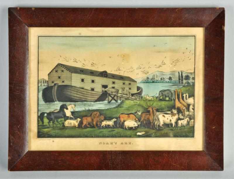 Appraisal: Currier Ives Noah's Ark Print Description Framed under glass Marked