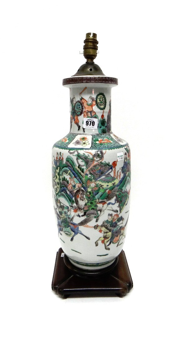 Appraisal: A Chinese famille-verte rouleau vase late th century painted with