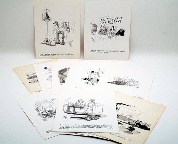 Appraisal: Lot of seventeen original illustrations by Bill Maudlin Ink and