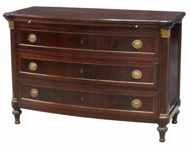 Appraisal: Empire style mahogany commode early th c bowfront case fitted