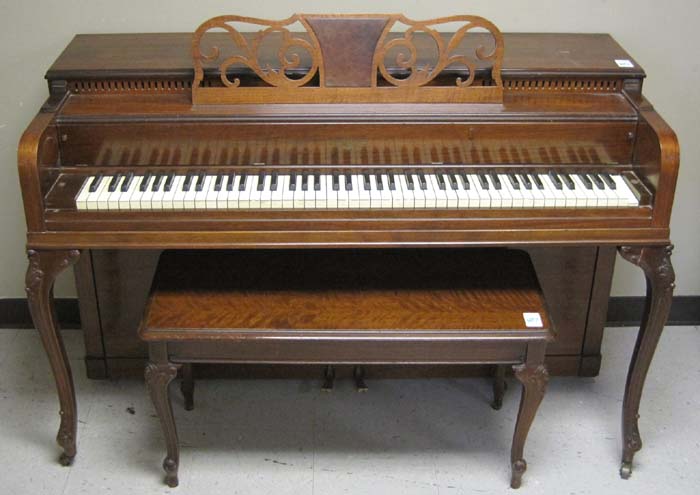 Appraisal: MAHOGANY CONSOLE PIANO WITH MATCHING BENCH Cable-Nelson Piano Co