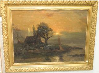 Appraisal: Gustave Adolph Wiegand - Sunset Over Island oil on canvas