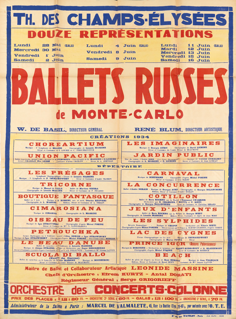 Appraisal: DESIGNER UNKNOWN BALLETS RUSSES DE MONTE - CARLO x inches