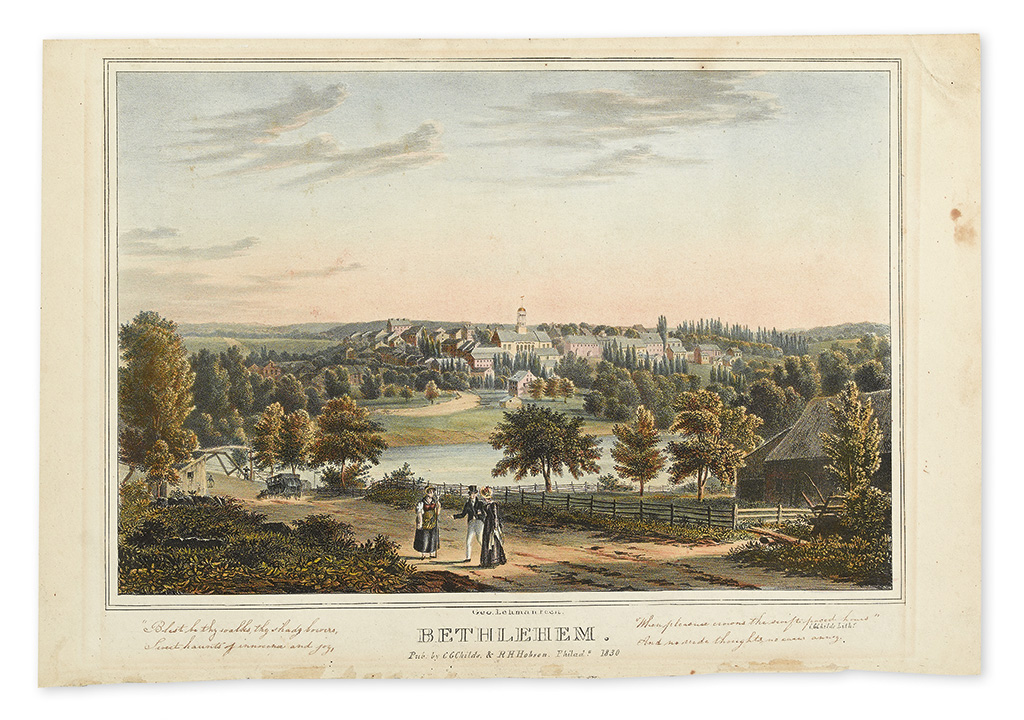 Appraisal: BETHLEHEM PA Lehman Geo rge Bethlehem Hand-colored lithograph after the