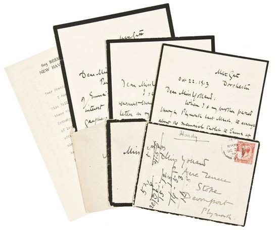 Appraisal: HARDY Thomas Three autograph letters signed to Florence Yolland on