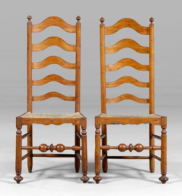 Appraisal: Pair Delaware Valley ladder-back chairs each with five-slat back turned