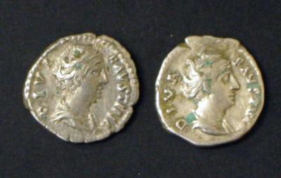 Appraisal: TWO DIVA FAUSTINA SENIOR DENARII with Juno and Ceres on