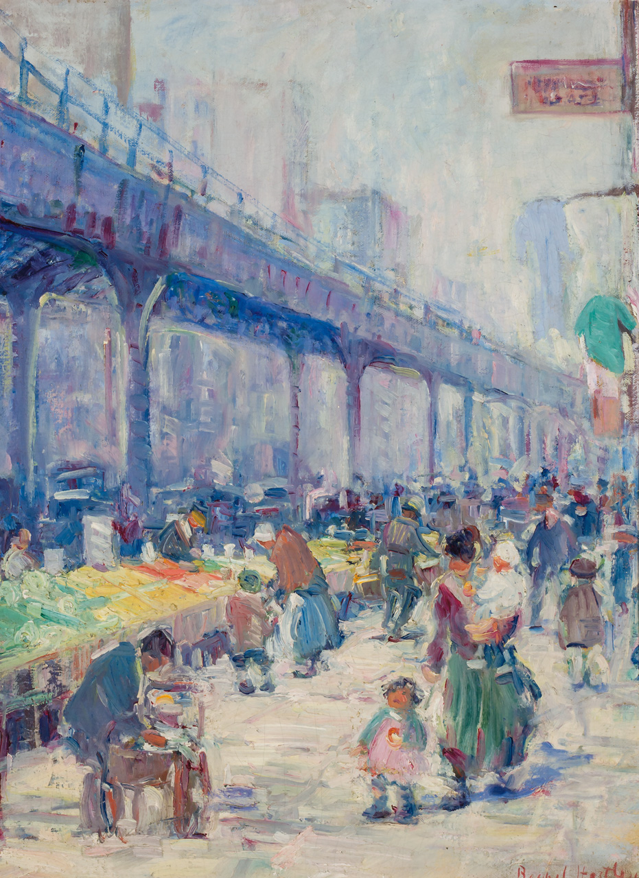 Appraisal: RACHEL HARTLEY American - Lower East Side Market oil on