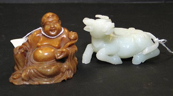 Appraisal: Two hardstone carvings The first of pale greenish white hue