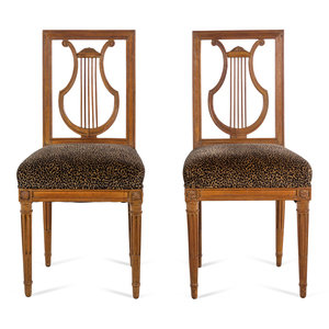 Appraisal: A Pair of Louis XVI Beechwood Side Chairs Late th