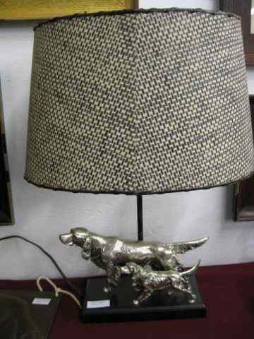 Appraisal: Lamp with Two Figural Silverplate Dog on black base deco