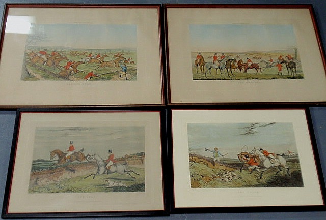 Appraisal: Four fox hunting prints- The Leap and The Death x