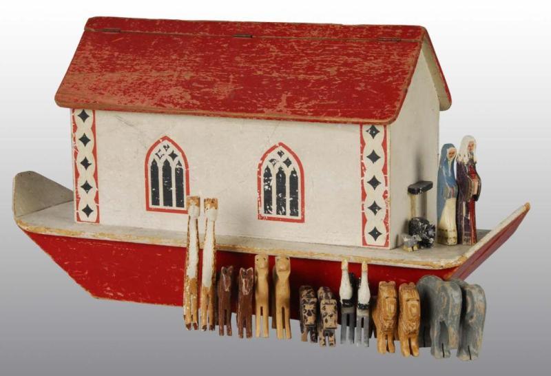 Appraisal: Wooden Noah's Ark Toy Description Includes animals Noah and his