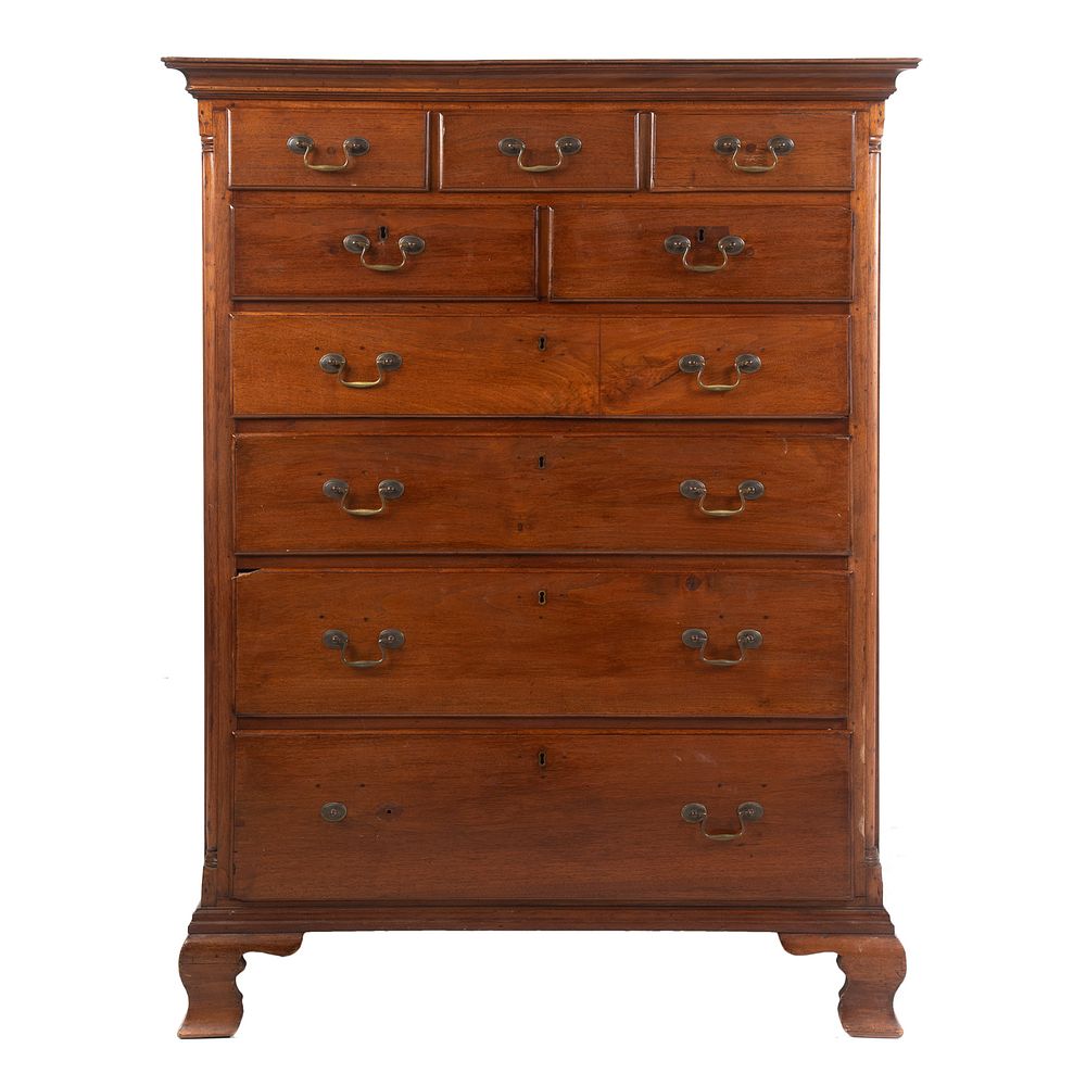 Appraisal: American Chippendale Walnut Semi-Tall Chest Pennsylvania circa three short drawers