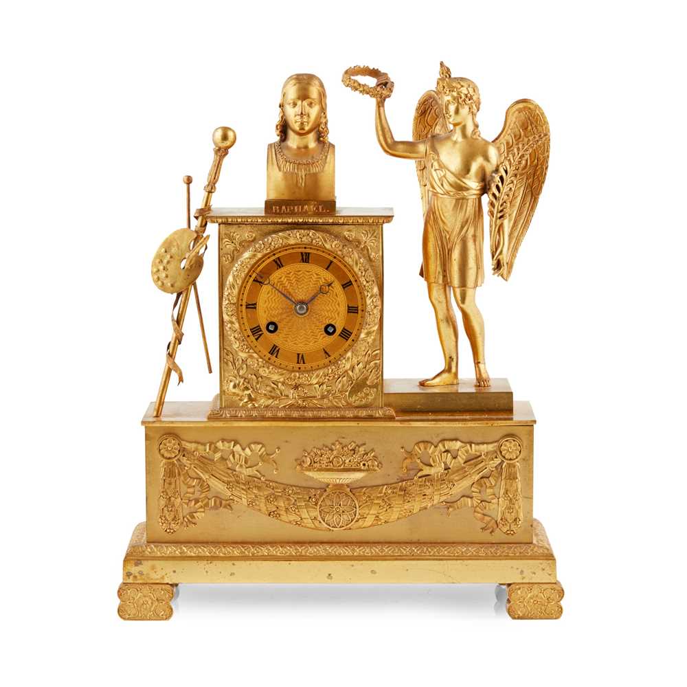 Appraisal: FRENCH EMPIRE ORMOLU MANTEL CLOCK TH CENTURY the Roman numeral