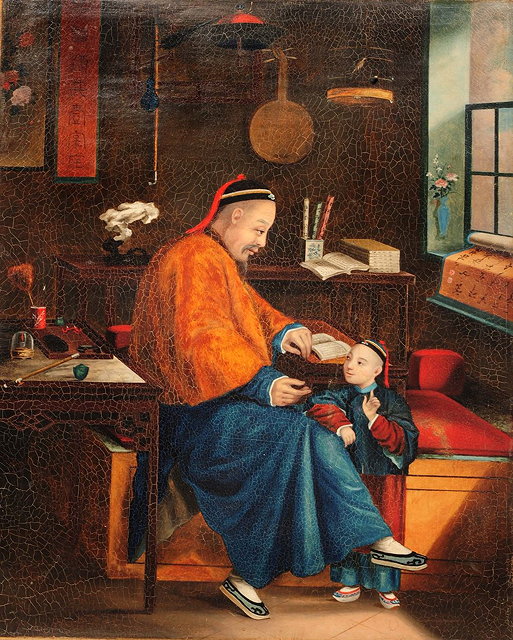 Appraisal: TH TH CENTURY CHINESE SCHOOLA scribe and young boy in