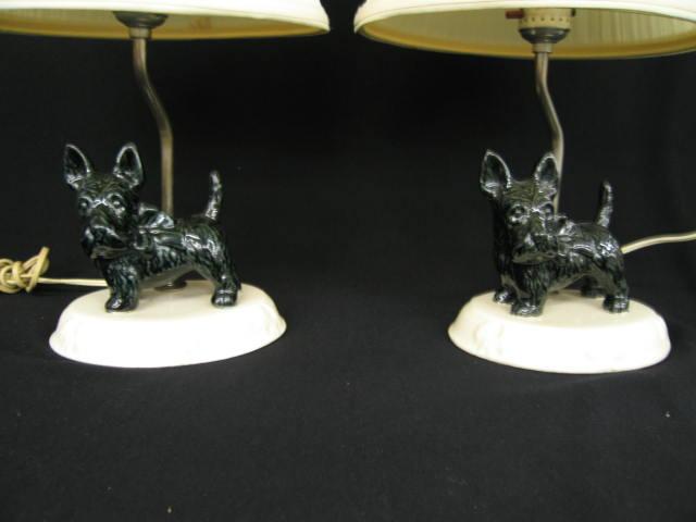 Appraisal: Pair of Scotty Dog Figural Pottery Lamps excellent