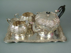 Appraisal: A continental four piece LAO standard silver tea set Comprising