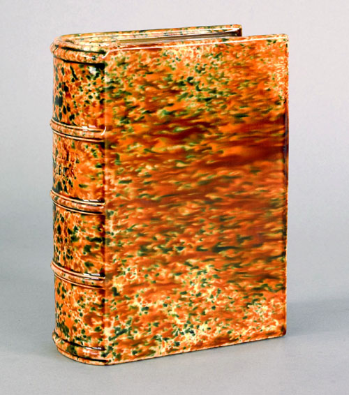 Appraisal: Bennington flint enamel Departed Spirits book flask mid th c