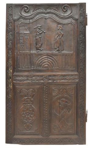 Appraisal: Architectural French Breton carved oak door th c figural reserves