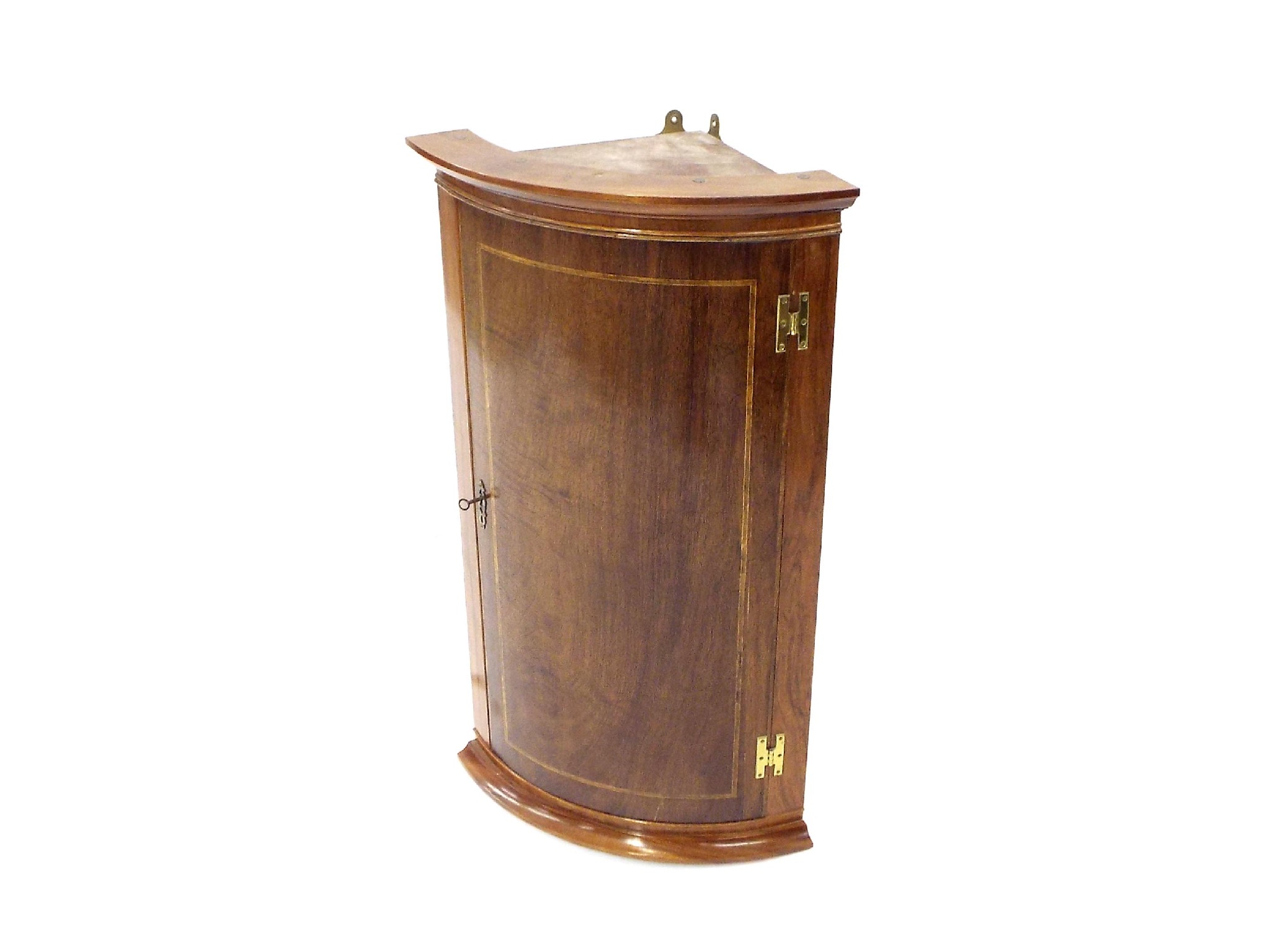 Appraisal: Mahogany bowfront hanging corner cupboard high