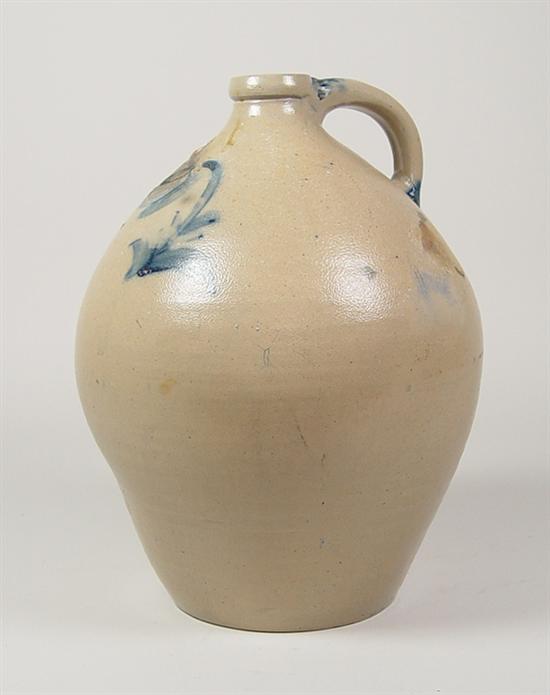 Appraisal: Salt Glaze Jug with Cobalt Decoration Circa - Loop handled