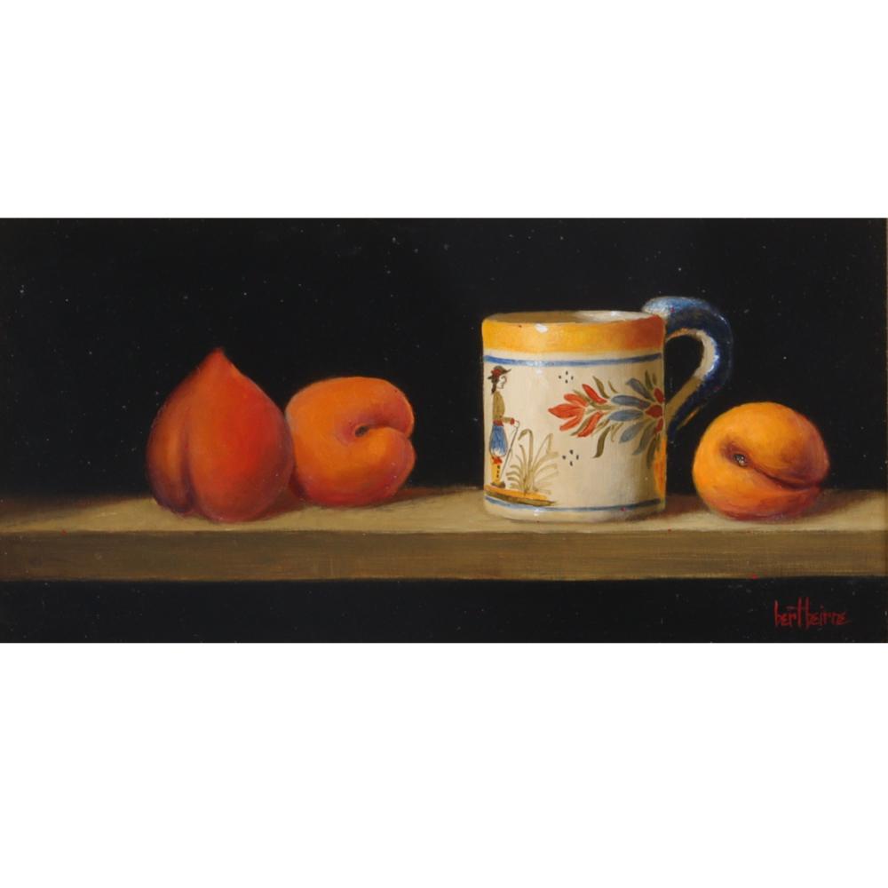 Appraisal: BERT BEIRNE AMERICAN ST CENTURY STILL LIFE WITH QUIMPER PEACHES