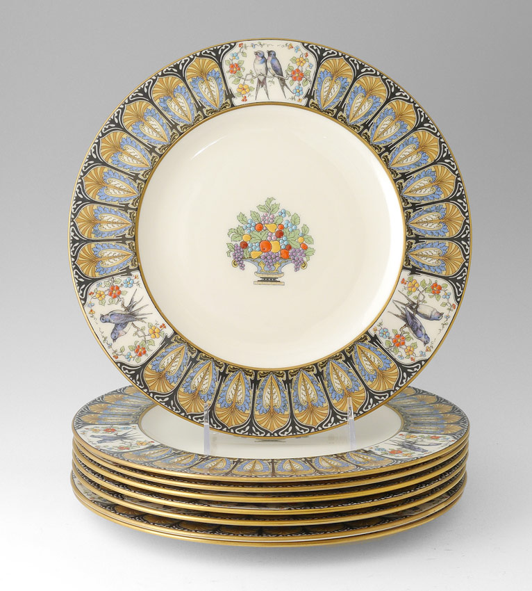 Appraisal: MORGAN BELLEEK SUNRAY SERVICE PLATES Set of plates '' dia