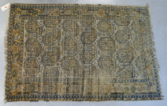 Appraisal: x Caucasian throw rug very worn Estimate -