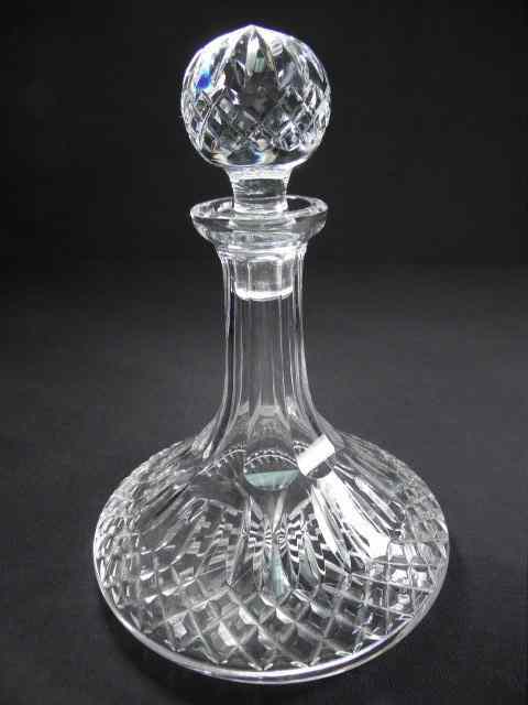 Appraisal: Waterford cut crystal ships decanter ''Lismore'' pattern Acid etched ''Waterford''