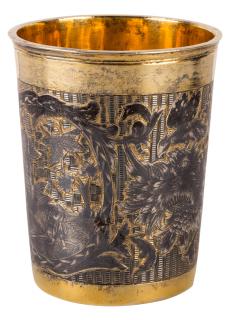 Appraisal: A RUSSIAN GILDED SILVER AND NIELLO BEAKER MARKED SENIK IN