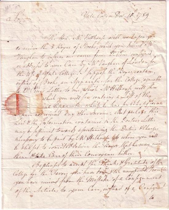 Appraisal: STILES EZRA Autograph Letter Signed to Chief Justice John Jay